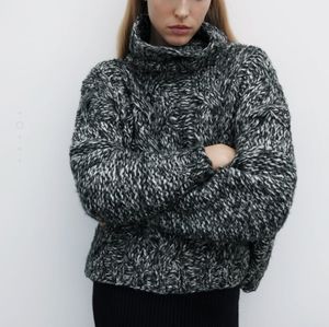 Zara Black and White Cowl Neck Sweater
